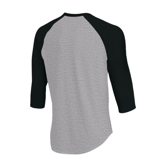 NIKE MEN'S DRY 3/4 SLEEVE RAGLAN TOP Dk Grey Heather/Black/Black NWT - Picture 2 of 6